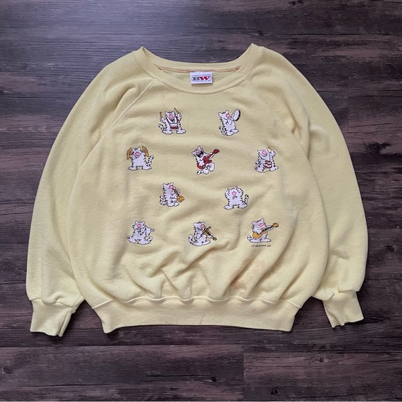 Other - Vintage 1986 Jim Benton Musical Cats Crewneck Sweatshirt Large